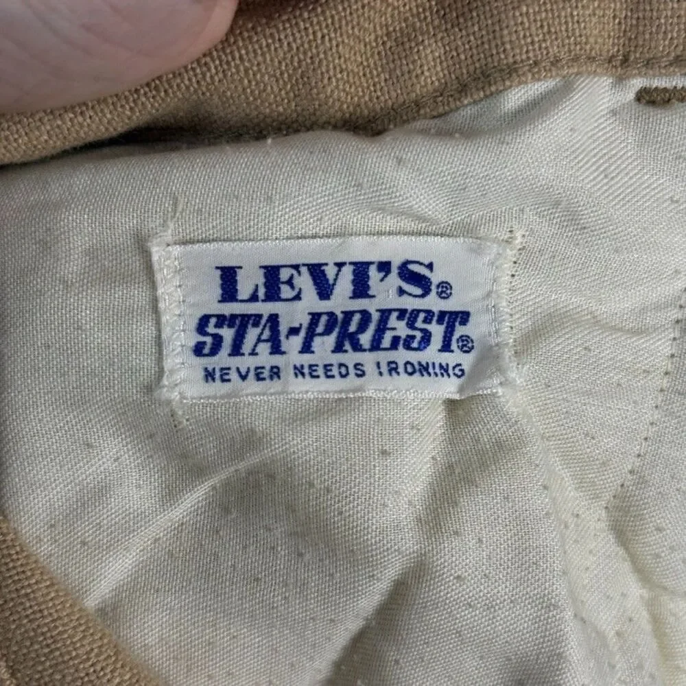 Vtg Levis Pants Mens 28x30 Beige Bootcut Big E Sta-Prest Made in USA 1970s